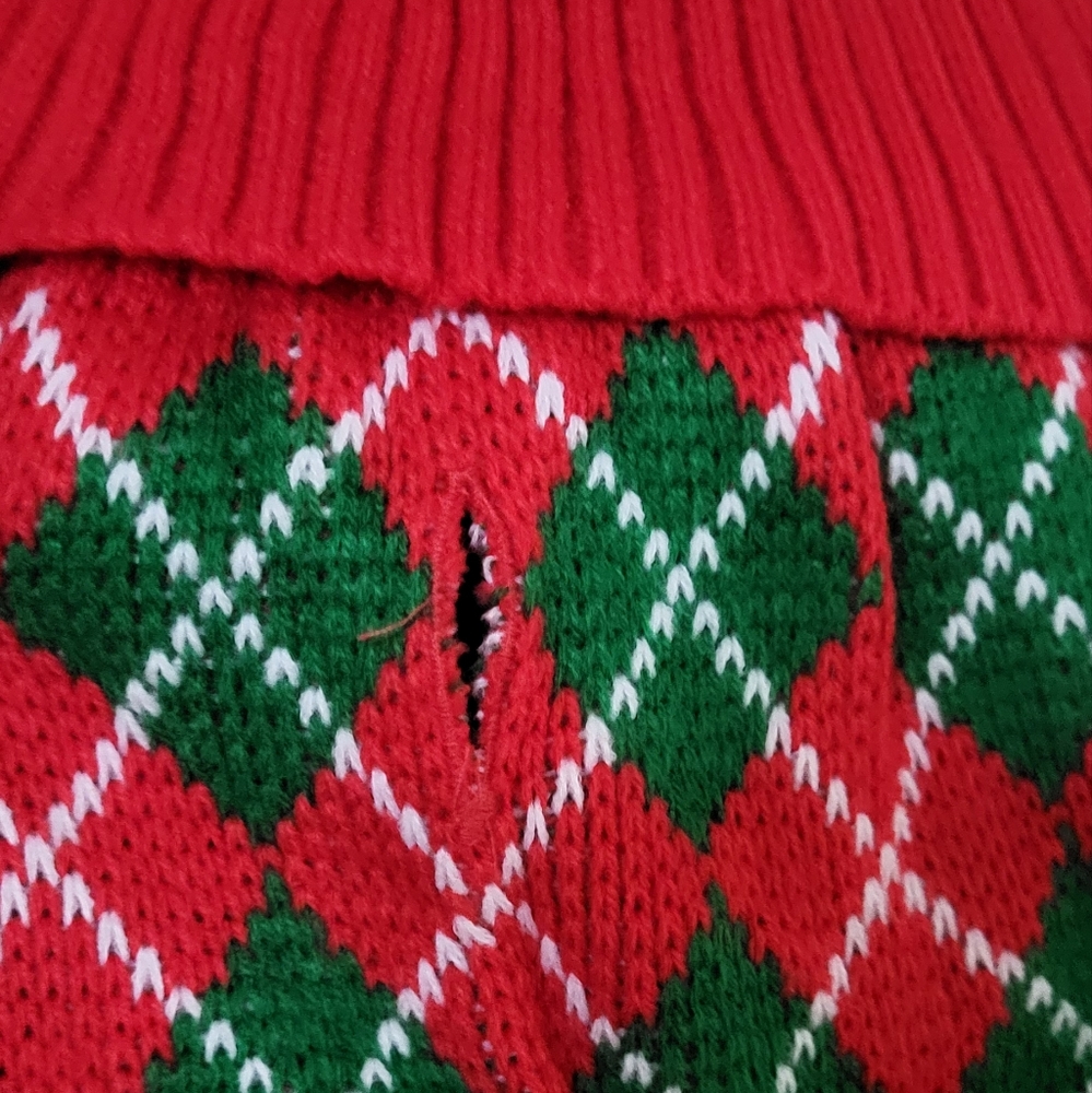 Red/Green Festive Holiday NWOT Snowman Plaid Christmas Turtleneck Dog Sweater XL - Picture 7 of 10